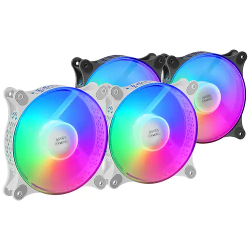 MFDUO, Kit 2 Ventiladores FRGB Rainbow 360°, Ultra-silencioso, Doble Conexión 3PIN + 4PIN, Blanco - Imagen 6