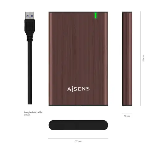 Caja Externa 2.5" ASE-2525BWN 9.5 mm SATA A USB 3.0/USB 3.1 Gen1, Marron - Imagen 4