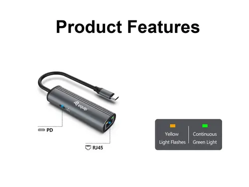 Adaptador USB-C a red Gigabit RJ45 + 100W USB PD - Imagen 3