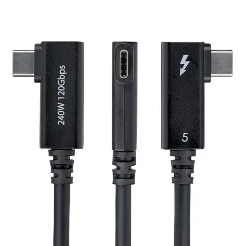 Cable Thunderbolt 5 Acodado a la Derecha 80cm - 80Gbps/120Gbps - 8K60 - PD240W - Cable Thunderbolt Certificado en Ángulo a la Derecha - Compatible con Thunderbolt 4/USB4/USB-C/USB Tipo C - Imagen 3