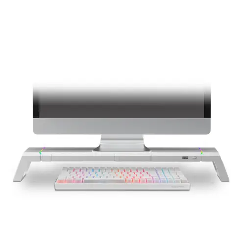 MGS-ONE Blanco, Soporte Monitor RGB Chroma, Tamaño Ajustable, Soporte Smartphone y Tablet, USB 2.0 Frontal - Imagen 4