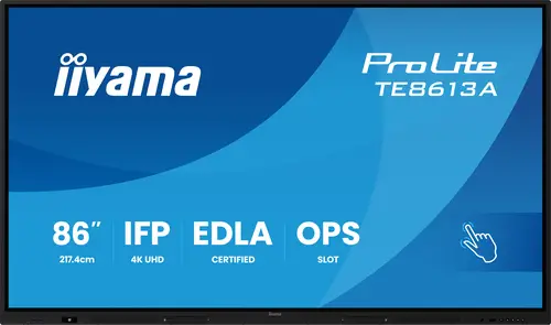 TE8613A-B2AG pantalla de señalización Panel plano interactivo 2,17 m (85.6") Wifi 500 cd / m² 4K Ultra HD Negro Pantalla táctil Procesador incorporado Android 24/7 - Imagen 4