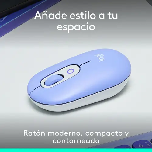POP Mouse, ratón inalámbrico Bluetooth compacto y portátil con botones programables y clics discretos, tecnología Easy-Switch para alternar hasta 3 dispositivos, portátil, tablet, PC: Lila - Imagen 2