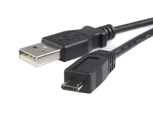 Cable 3m Micro USB B a USB A Cargador para Teléfono Móvil Datos USB 2.0 - Macho a Macho - Negro - Imagen 1