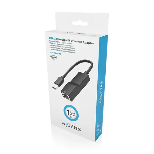 Conversor USB 3.0 a Ethernet Gigabit 10/100/1000 Mbps, Negro, 15 cm - Imagen 6