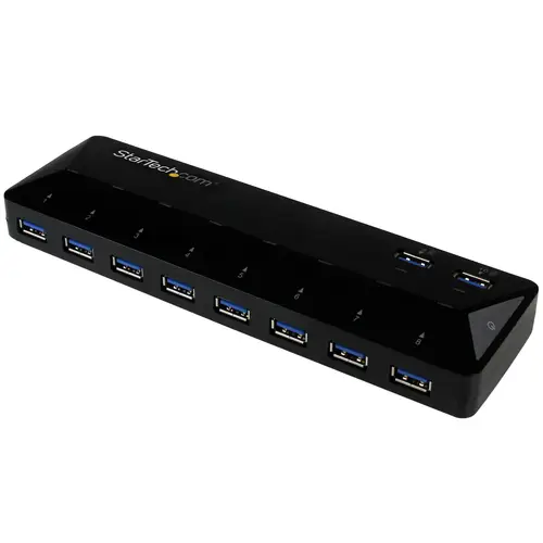 Concentrador USB 3.0 (5Gbps) de 10 Puertos - Ladrón con Puertos de Carga y Sincronización - Hub con 2 Puertos de 1,5A - Imagen 1