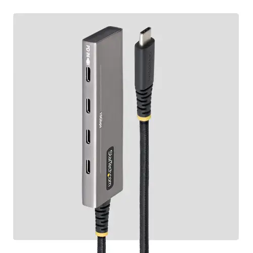 Hub USB-C de 4 Puertos - Ladrón Tipo C de 4 Puertos - PD de Carga de 100W - 10Gbps - 4x Puertos Tipo C - Aluminio Reciclado- Protección Contra Sobrecorriente - Para MacBook / Dell / iPad - Imagen 2