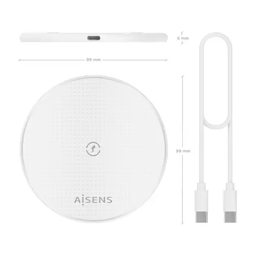 Cargador Inalambrico USB-C 15W Para Movil, Blanco - Imagen 4