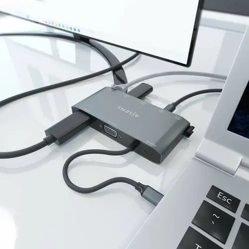 USB-C Dock 8 en 1, USB-C a 1xHDMI, 1xVGA, 1xRJ45, 2xUSB-A, 2xUSB-C 5G, 1xUSB-C PD, Gris, 20 cm - Imagen 6