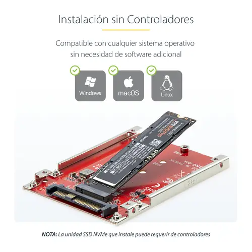 Adaptador M.2 a U.3 para SSDs M.2 NVMe - Conversor Adaptador de Host de Unidad M.2 PCIe a U.3 de 2,5 (SFF-TA-1001) - Cumple con TAA - Imagen 14