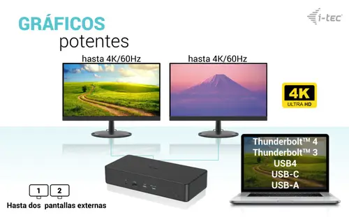 USB 3.0 / USB-C / Thunderbolt 3 Professional Dual 4K Display Docking Station Generation 2 + Power Delivery 100W - Imagen 8
