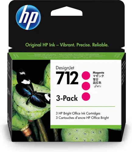 Paquete de 3 cartuchos de Tinta DesignJet 712 magenta de 29 ml - Imagen 1