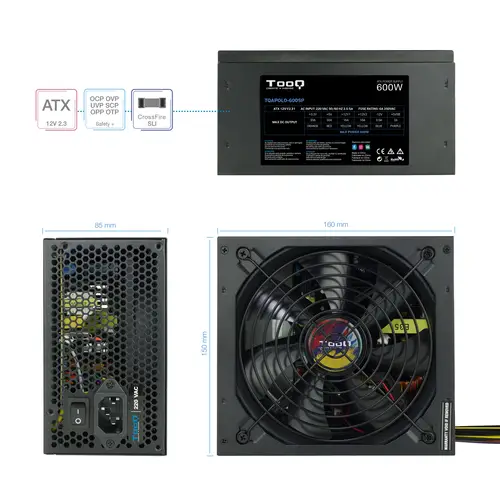 TQAPOLO-600SP unidad de fuente de alimentación 600 W 20+4 pin ATX ATX Negro - Imagen 4