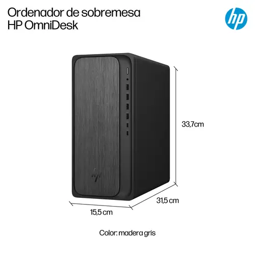 OmniDesk Desktop M02-0025ns PC AMD Ryzen 5 8500G 16 GB DDR5-SDRAM 1 TB SSD Windows 11 Home Torre AI PC Negro, Gris - Imagen 6
