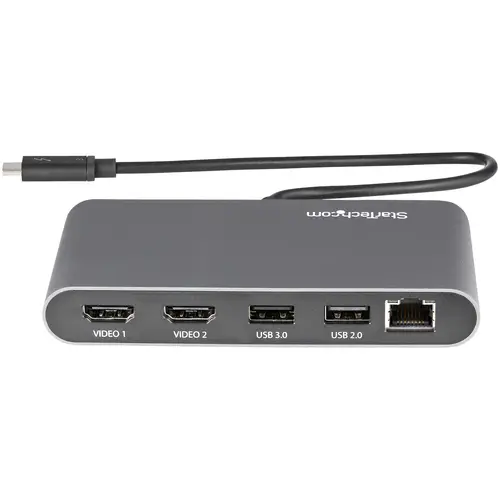 Mini Dock Thunderbolt 3 - Docking Station Portátil para 2 Monitores con HDMI 4K de 60Hz, 2x Hub USB-A (3.0/2.0), GbE - Cable de 28cm - Adaptador Multipuerto TB3 - Mac/Windows - Imagen 3