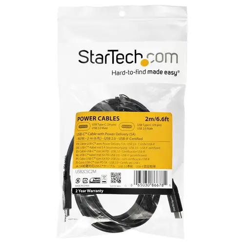 Cable de 2m USB-C a USB-C con capacidad para Entrega de Alimentación de 5A - USB TipoC - Cable de Carga USBC - USB 2.0 - Imagen 5