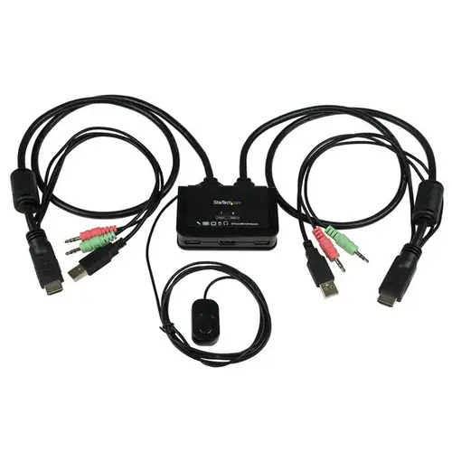 Conmutador Switch KVM 2 puertos HDMI USB Audio con Cables Integrados - 1080p - Imagen 1
