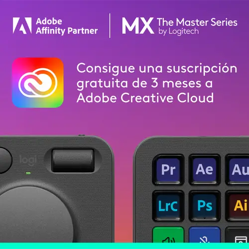 MX Creative Console, keypad programable con 9 teclas LCD personalizables y dial de control para diseño gráfico, edición de vídeo, fotografía, uso con Adobe, Zoom, Spotify, etc. Color Grafito - Imagen 2