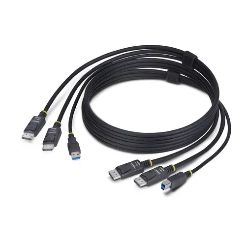 Cable KVM DisplayPort de Doble Pantalla con USB 5Gbps de 1,8m - 4K 60Hz - DP 1.2 - Cable para Conmutador KVM para Dos Monitores - Imagen 1