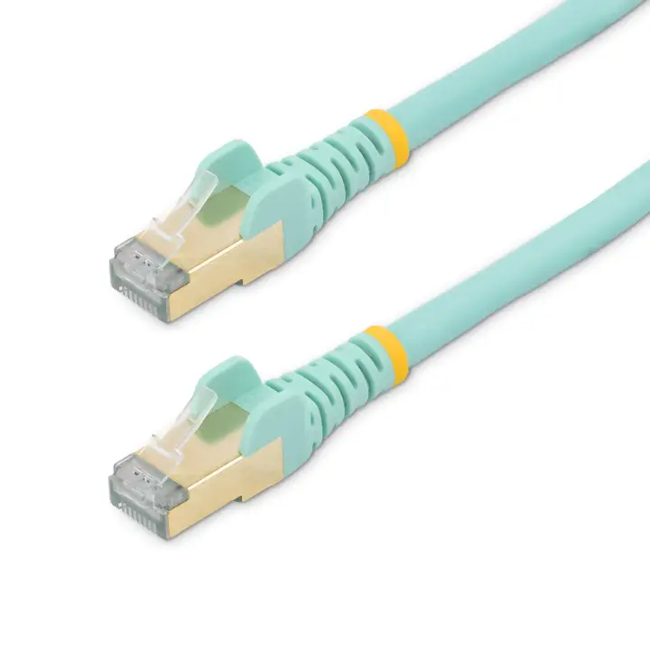 Cable de 7,5m de Red Ethernet Cat6a Aqua sin Enganches con Alambre de Cobre