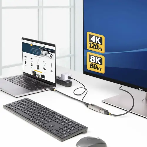 Cable Conversor Adaptador Activo de 30cm HDMI 2.1 a DisplayPort 1.4 - 8K60Hz - Alimentado por el Bus USB - Cable Incluido - Imagen 6