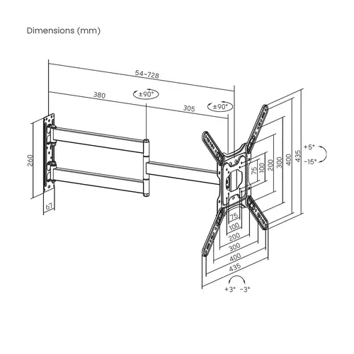 Soporte Eco Giratorio, Inclinable y Nivelable para Monitor/TV 35kg de 23"-65", Negro - Imagen 7
