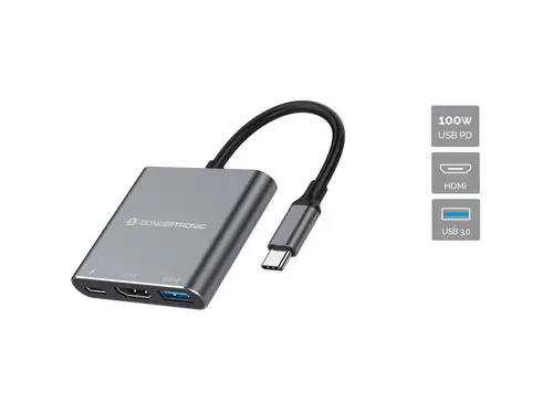 DONN18G base para portátil y replicador de puertos Alámbrico USB 3.2 Gen 1 (3.1 Gen 1) Type-C Gris - Imagen 1