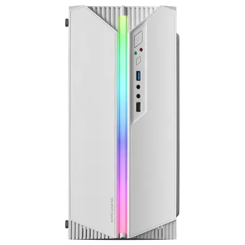 MC-S1, Caja PC Compacta Gaming Micro-ATX, Iluminación ARGB 12 Modos, Ventilador FRGB, Ventana Lateral Completa RGB, Blanco - Imagen 2