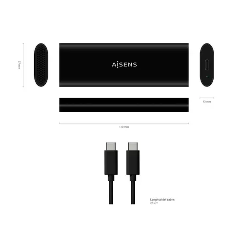 Caja Externa M.2 (NGFF) ASM2-014B SATA/NVMe A USB3.1 Gen2, Negro - Imagen 5