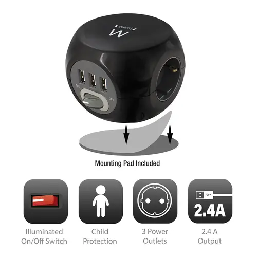 EW3938 adaptador e inversor de corriente Interior Negro - Imagen 4
