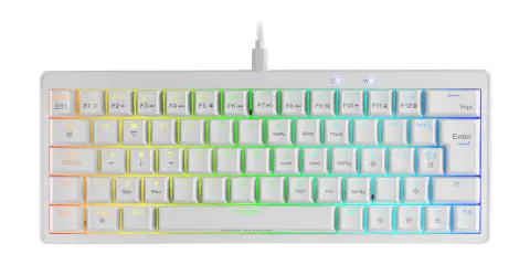 MKMINIPRO, Teclado Mecánico Ultra-Compacto 60%, Switches Mecánicos Hot-Swappable, Iluminación RGB Chroma, Teclado Gaming Antighosting, Multiplataforma, Switch Azul, Español, Blanco - Imagen 3
