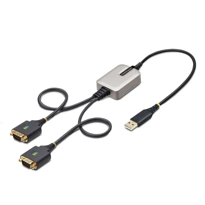 Cable Adaptador USB a 2 Puertos Serie de 60cm - Cable Conversor USB a Serial - Retención COM - FTDI - Protección ESD Nivel 4 - Tornillos Intercambiables -Win/macOS/ChromeOS/Linux