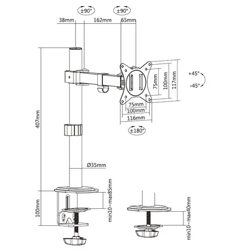 Soporte de escritorio articulado para monitor de 17«-32», blanco - Imagen 9