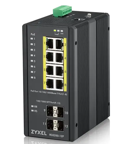 RGS200-12P Gestionado L2 Gigabit Ethernet (10/100/1000) Energía sobre Ethernet (PoE) Negro - Imagen 1