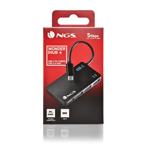 WONDER IHUB4 USB 3.2 Gen 1 (3.1 Gen 1) Type-A 480 Mbit/s Negro - Imagen 5