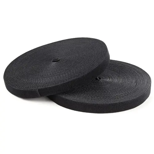 Bobina de 30,48m de Gancho y Bucle - Tiras Reutilizables de Gancho y Bucle - Cinta Sujetacables - Envolturas Ajustables de Tela para Gestión de Cableado - Negro - Imagen 1