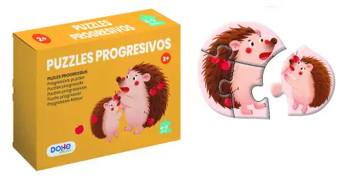 CAJA 4 PUZZLES PROGRESIVOS ANIMALES - PUZZLE DE 4/5 PIEZAS - A PARTIR DE 2 AÑOS DOHE 65001