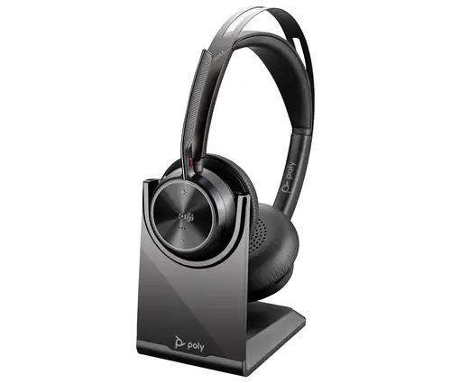 Auriculares Voyager Focus 2 USB-C-C con certificación Microsoft Teams + adaptador USB-C/A + base de carga - Imagen 2