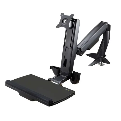 Brazo de Soporte de Pie y Sentado - Brazo Ajustable de Montaje en Escritorio de Pie o Sentado para Un Monitor VESA de hasta 27" - Ergonómico Articulado para Escritorio de Pie - Imagen 3