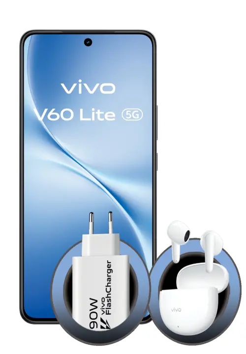 V60 Lite 5G + BUD 17,2 cm (6.77") SIM doble Android 15 8 GB 256 GB 6500 mAh Negro