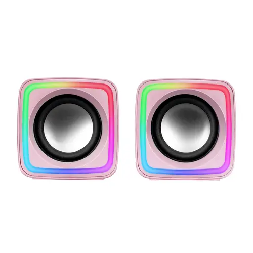 MSCUBEP Rosa, Altavoces Gaming RGB Compactos, Procesador Sonido DSP 8W, Control Volumen - Imagen 2