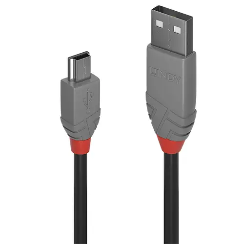 36722 cable USB USB 2.0 1 m USB A Mini-USB B Negro, Gris - Imagen 1