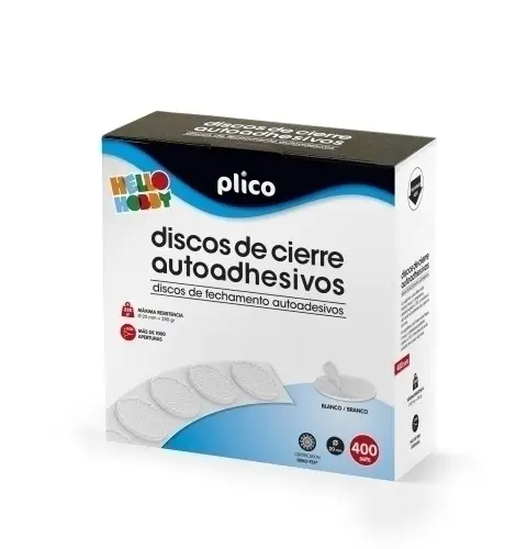 CAJA 400 DISCOS PLICO CIERRE TEXTIL ADH. 20MM