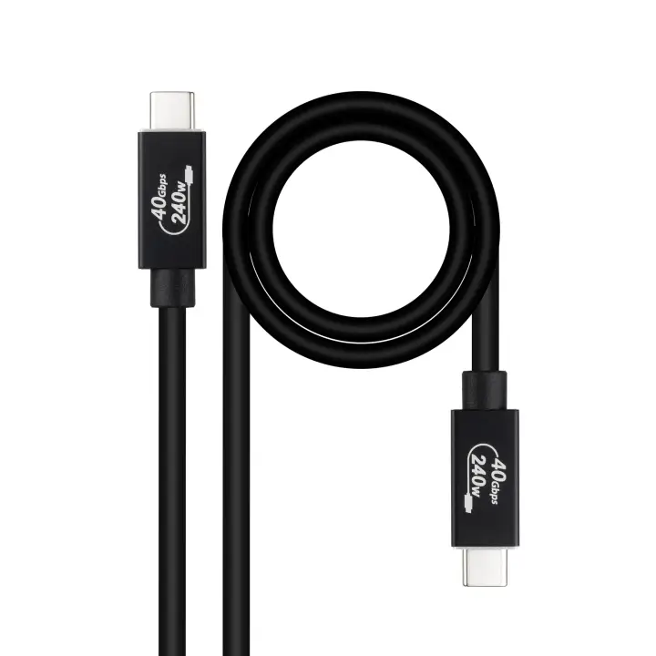 Cable USB 4 Gen 3x2 40Gbps 5A/240W, USB-C/M-USB-C/M, Negro, 1 m