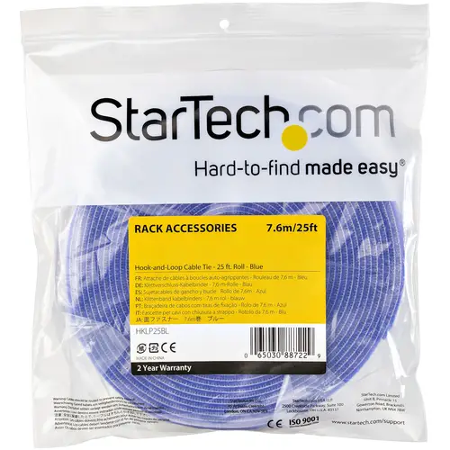 Bobina de 7,6m de Gancho y Bucle - Tiras Reutilizables de Gancho y Bucle - Cinta Sujetacables - Envolturas Ajustables de Tela para Gestión de Cableado - Azul - Imagen 4