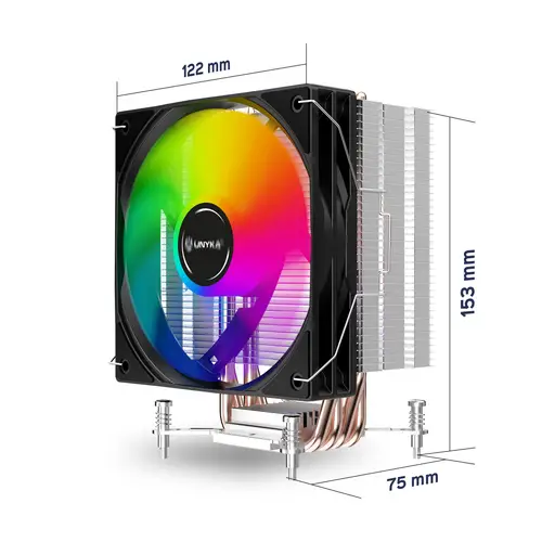 UNYCOOL H41 ARGB Procesador Refrigerador de aire 12 cm Negro, Blanco 1 pieza(s) - Imagen 5