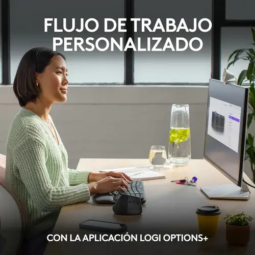 Wave Keys, teclado ergonómico inalámbrico con reposamanos acolchado, escritura cómoda y natural, Easy-Switch, Bluetooth, Logi Bolt, multisistema operativo, Windows/Mac,QWERTY Español, Grafito - Imagen 12