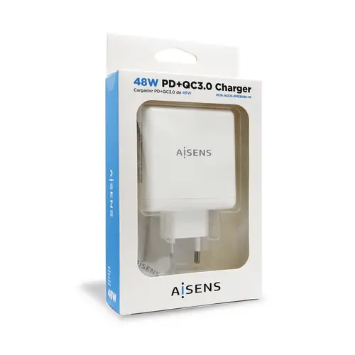 Cargador 48 W, 1x USB-C PD3.0 30 W, 1x USB-A QC3.0 18 W, Blanco - Imagen 3