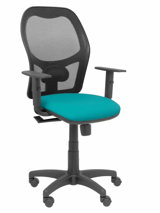 Silla Alocén malla negra asiento bali verde brazos regulables