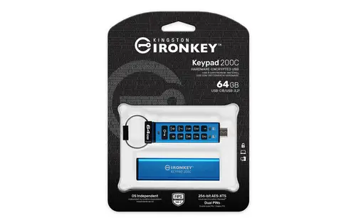 64GB USB-C IRONKEY KEYPAD 200C MEM FIPS 140-3 LVL 3(PENDING)AES-2..